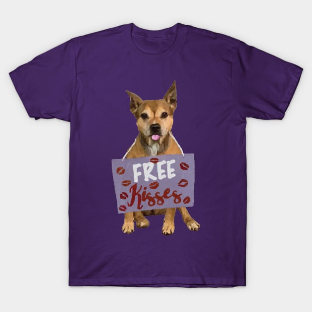 Free Kisses Valentine's Day Dog T-Shirt by calliew1217